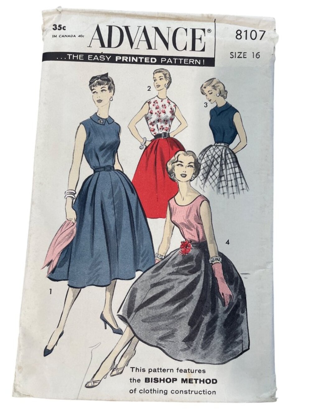 Vintage Advance 8107 Sewing Pattern Size 16 Misses Blouse Skirt Dressmaking CUT